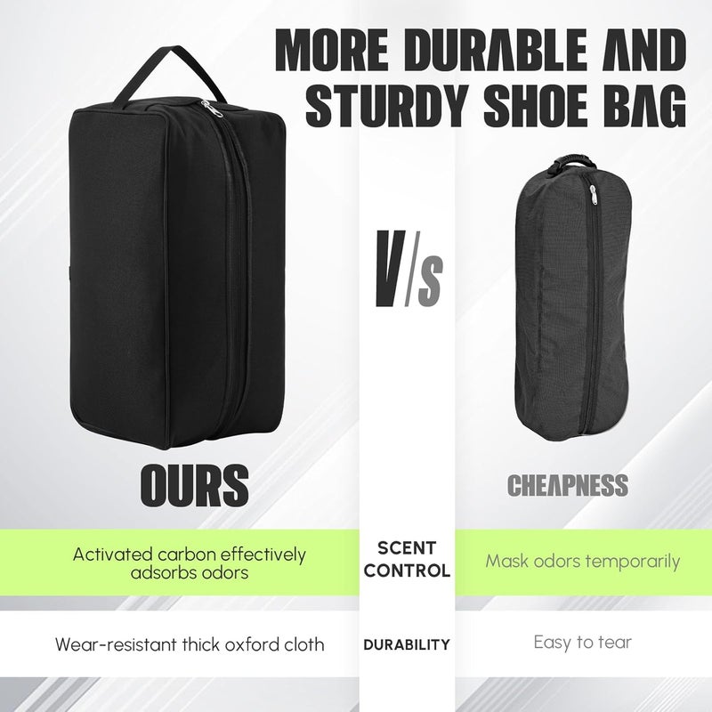 Vincreem 2 Pack Smell Proof Shoe Cleat Bag for Travel Odor Absorbing Water Resistant Soccer Golf Shoe Storage Organizer Pouch with Zipper for Gym Sports Travel Work - Image 4